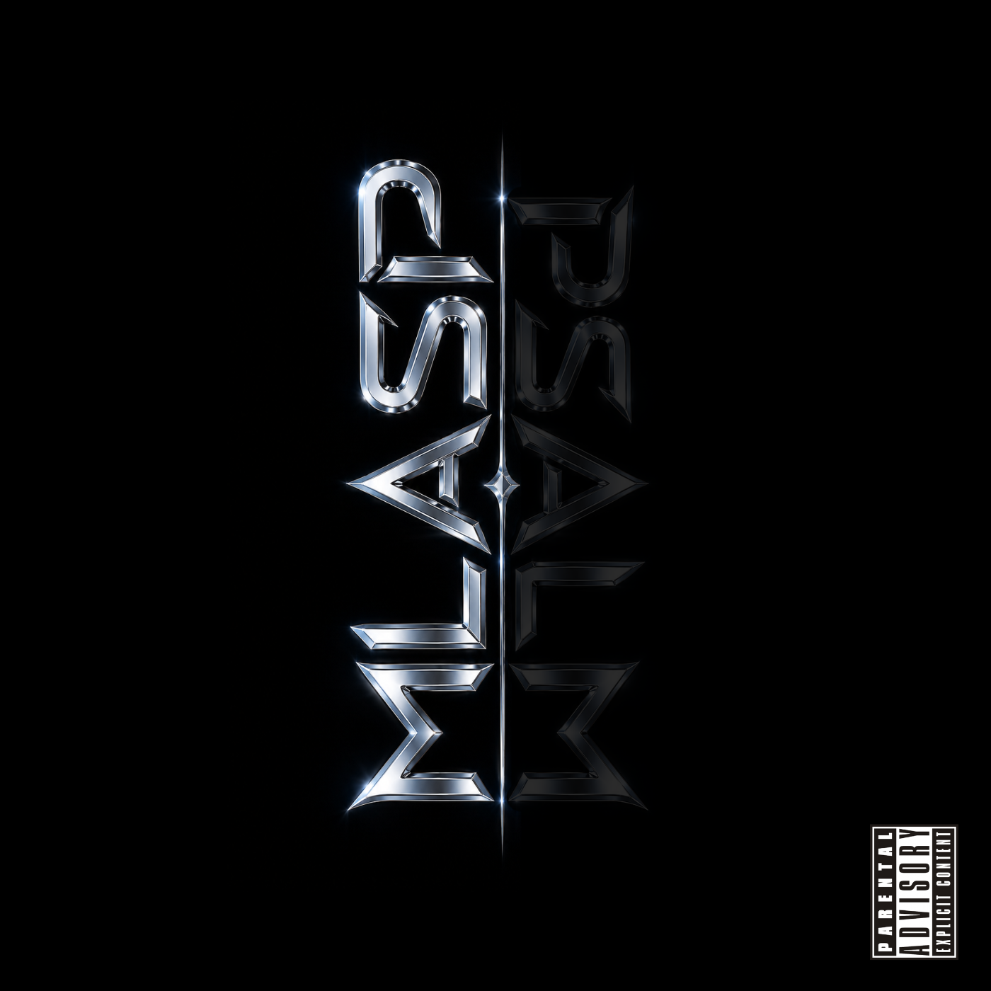 MLASP album cover with a chrome MLASP logo and its reflection on a black background